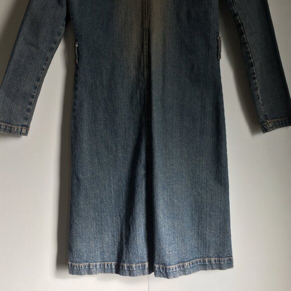 Vintage Y2K Pure Hype Cream Denim Long Dress Stretchy Button Down Small - Picture 6 of 16